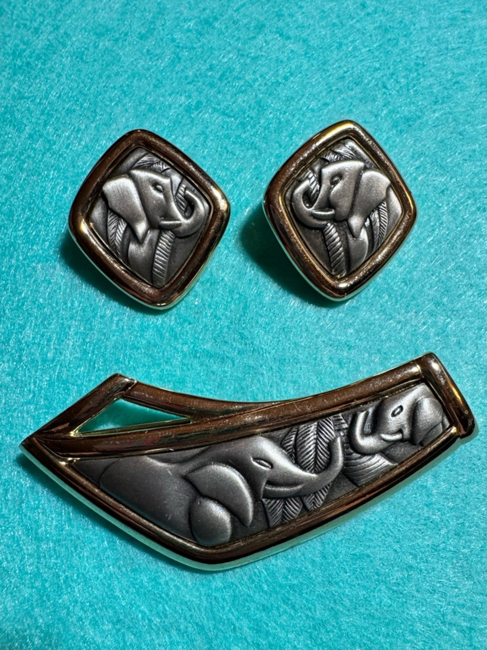90’s Lady Remington Safari Elephant Pin and Earring Set